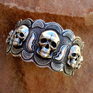 silver jewelry skull bracelet cuff southwestern natve santa fe style gregory segura day of the dead C6-5.jpg