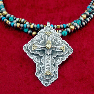 southwestern silver jewelry santa fe native gregory segura multi layered cross CX15-1.jpg