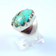 Southwestern Silver Jewelry Gregory Segura Santa Fe Style Spanish Market Ortegas on the Plaza Turquoise Ring R07-3.jpg