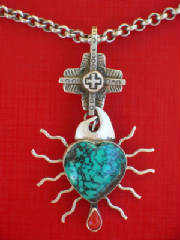 Southwestern Silver Jewelry Gregory Segura Santa Fe Style Spanish Market Ortegas on the Plaza Sacred Heart Turquoise.JPG