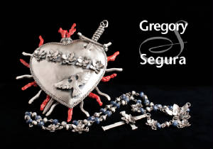 Sterling Silver Southwestrn Jewelry Jewellry designs Rosary Box Traditional Spanish Market Award Winnng Silversmith Gregory Segura shown at Ortega's on the Plaza